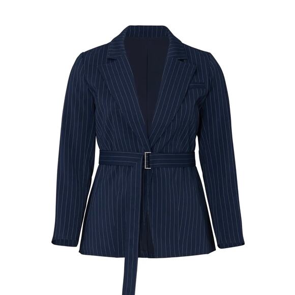 Jason Wu Eloquii Navy Pinstripe Blazer 14 - Picture 4 of 9